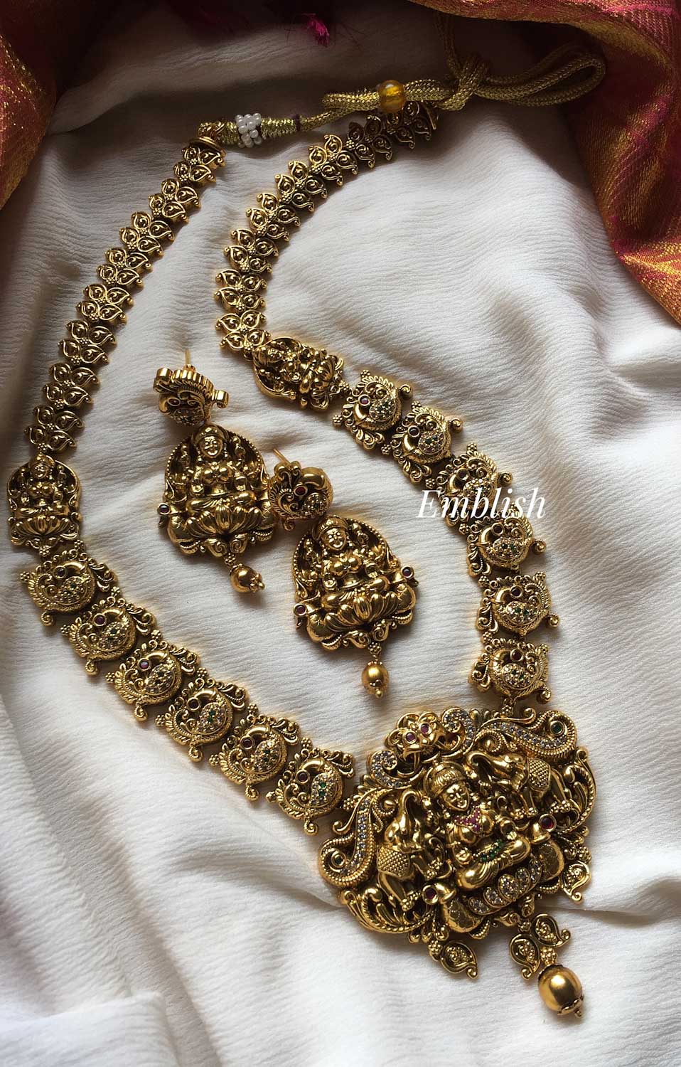 Gold alike Antique Lakshmi Ad stones Peacock Midlenght neckpiece